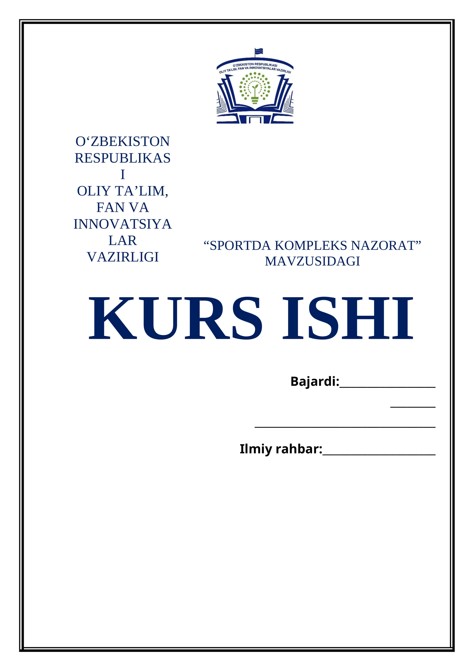 SPORTDA KOMPLEKS NAZORAT