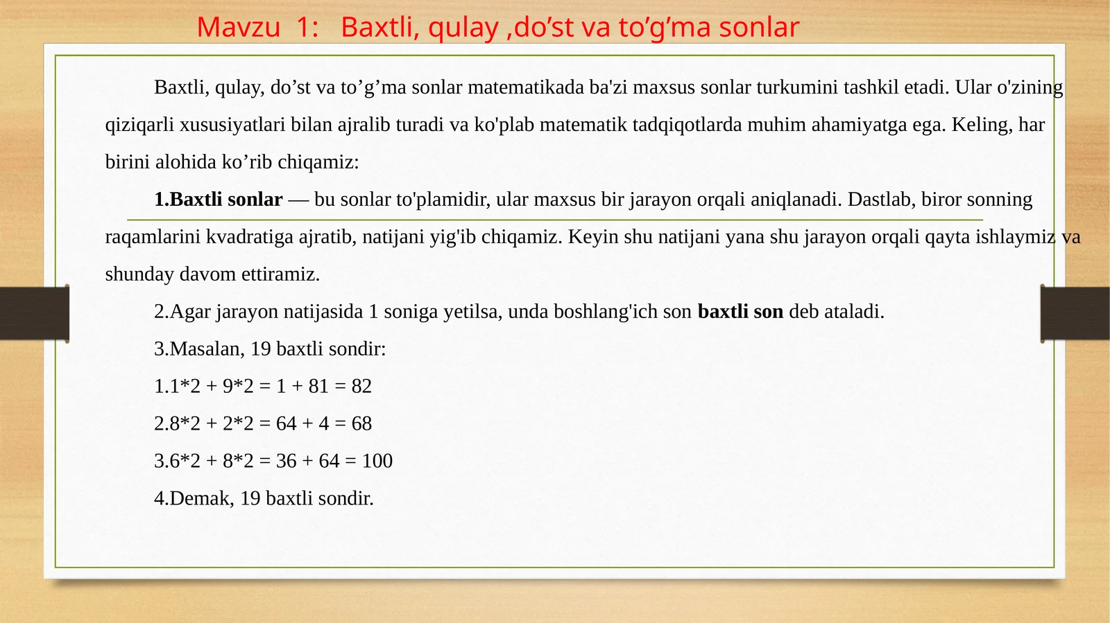 Baxtli sonlar