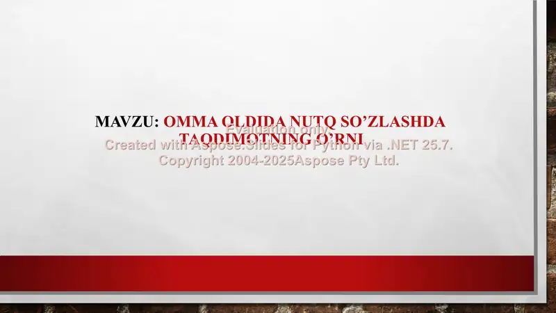 Omma oldida nutq so‘zlashda taqdimotning o’rni