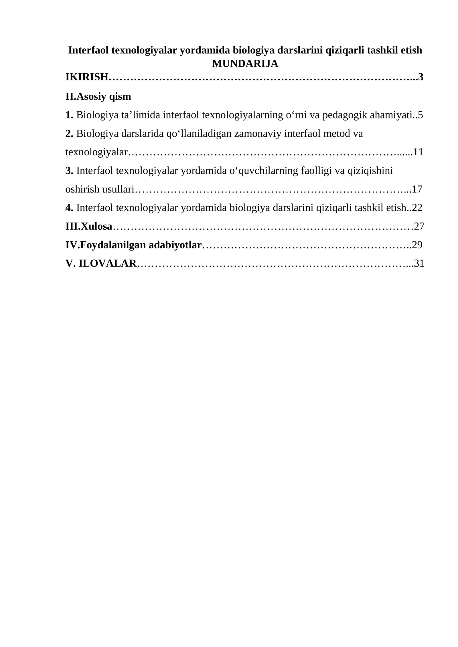 Interfaol texnologiyalar yordamida biologiya darslarini qiziqarli tashkil etish