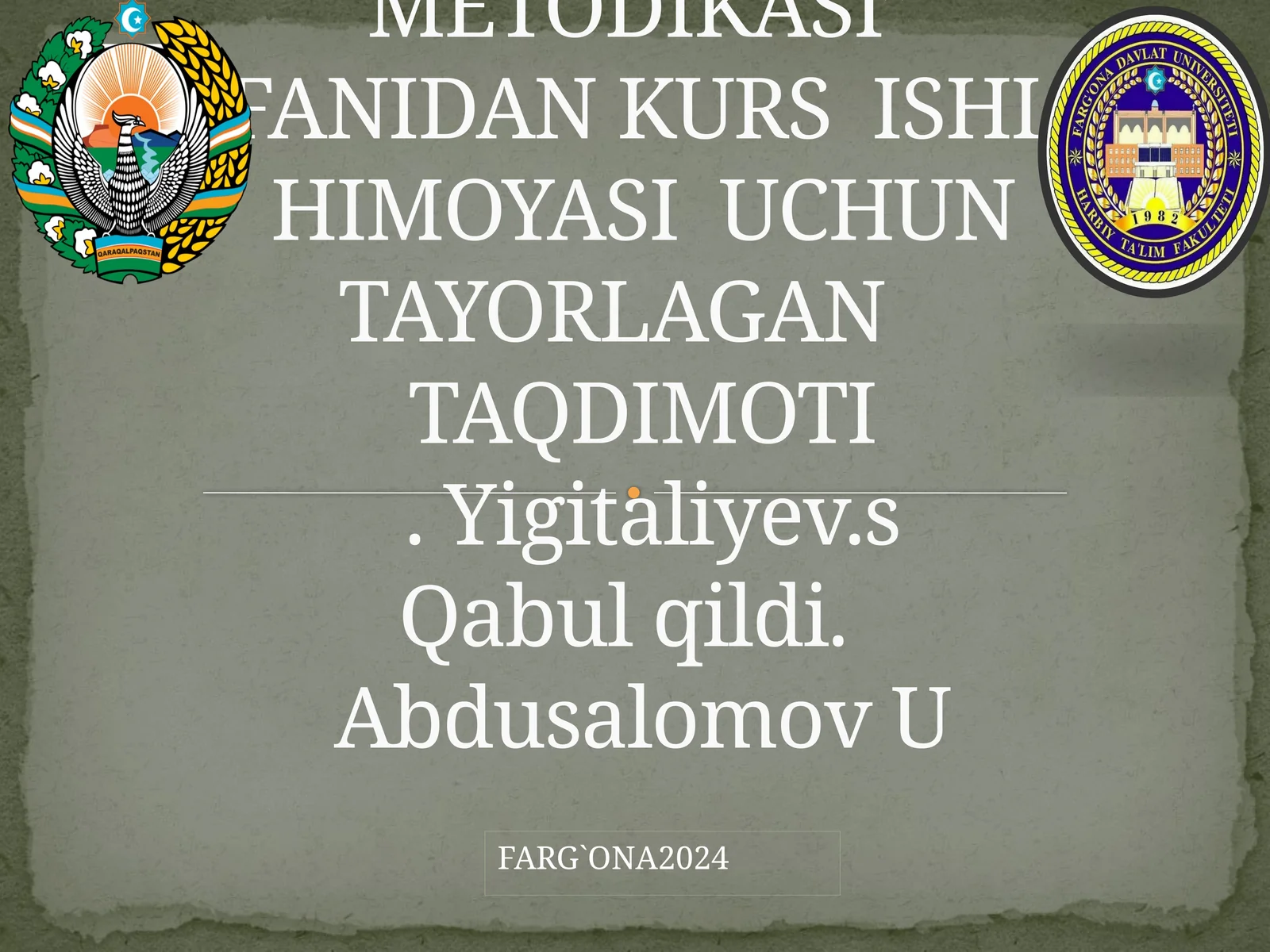 Qo’zg'almas hamda paydo bo’luvchi nishonlarga joydan turib va harakat holatlarida o’q otish