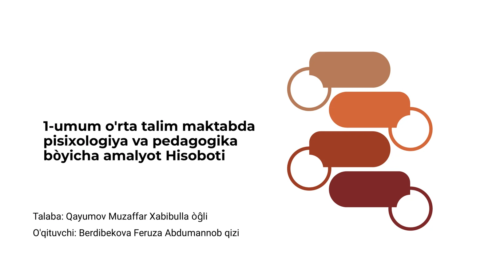 Umum o'rta talim maktabda pisixologiya va pedagogika bòyicha amalyot Hisoboti