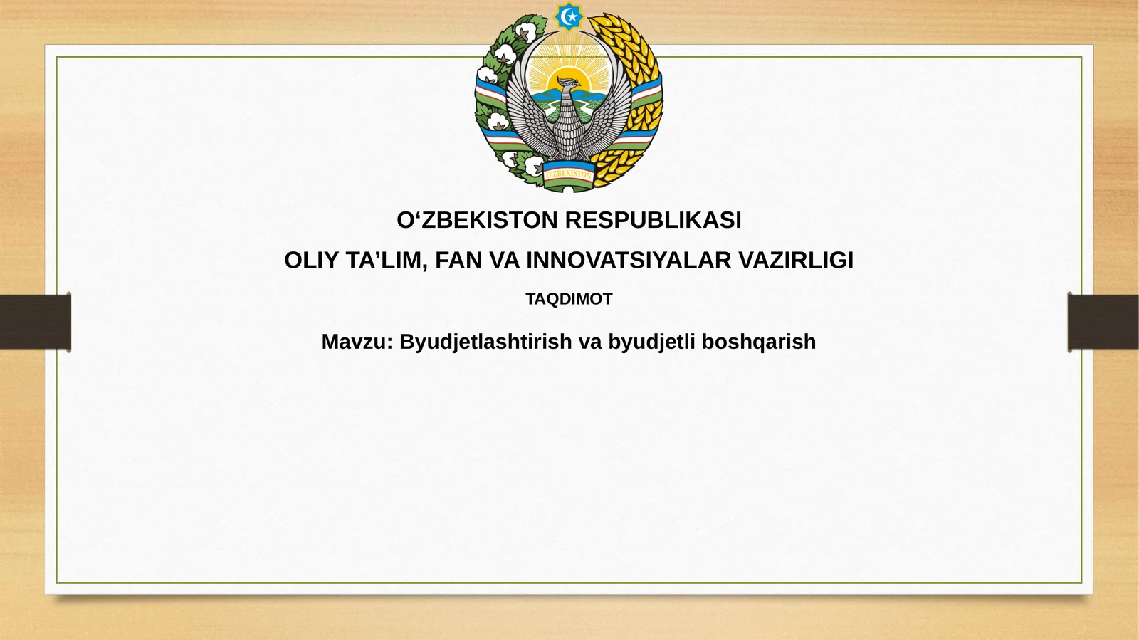 Byudjetlashtirish vabyudjetliboshqarish
