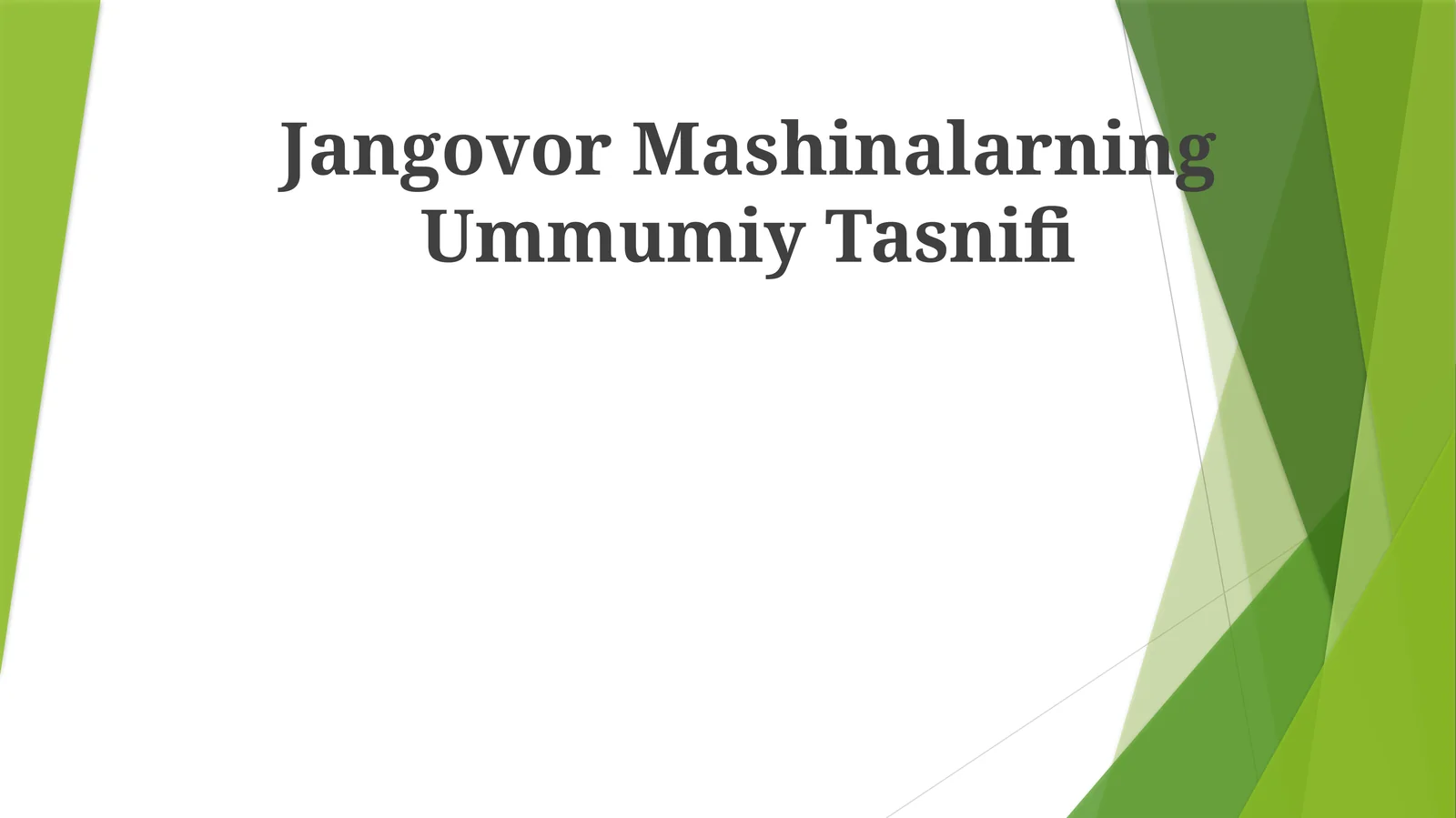 Jangovor Mashinalarning Ummumiy Tasnifi