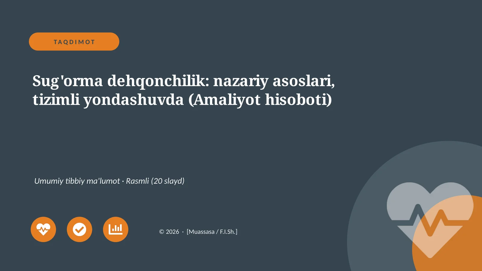 Sug'orma dehqonchilik: nazariy asoslari, tizimli yondashuvda (Amaliyot hisoboti)