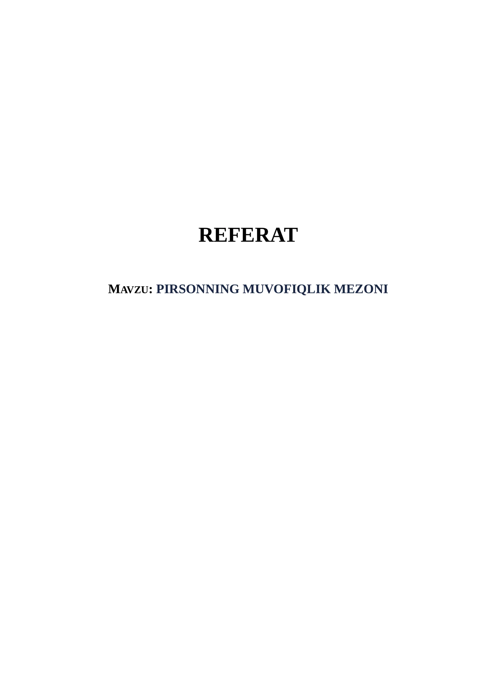 PIRSONNING MUVOFIQLIK MEZONI
