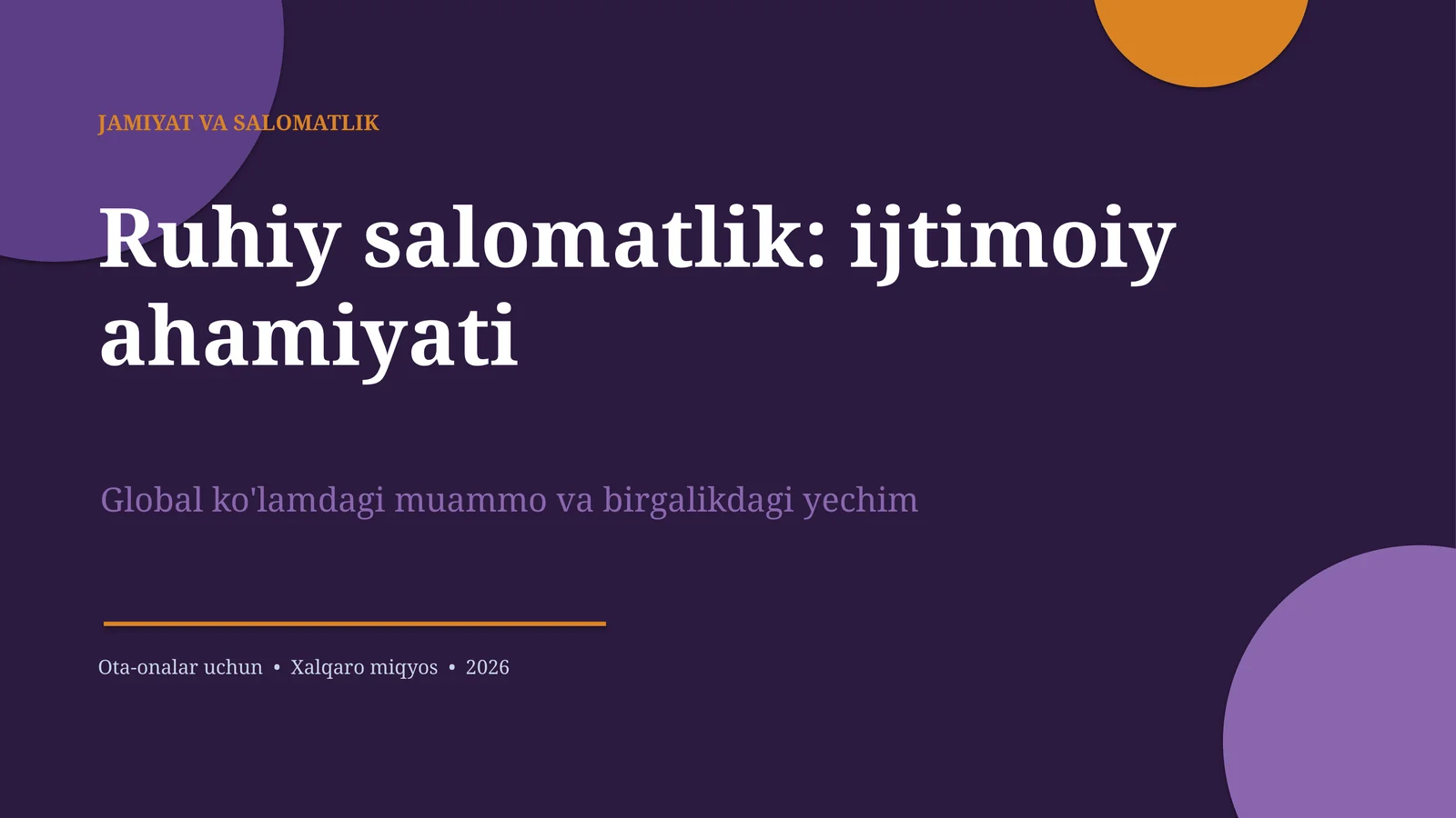 JAMIYAT VA SALOMATLIK