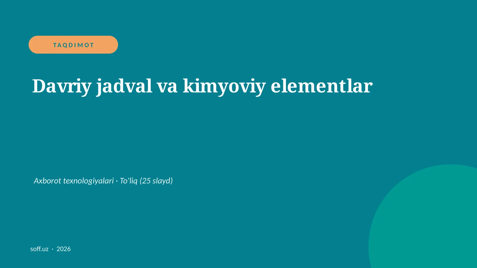 Davriy jadval va kimyoviy elementlar