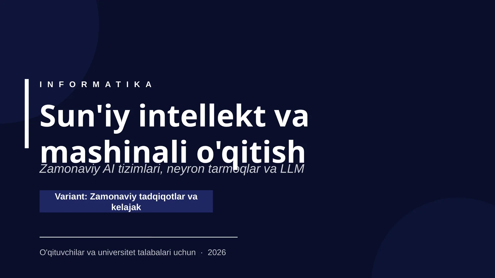 Sun'iy intellekt va mashinali o'qitish