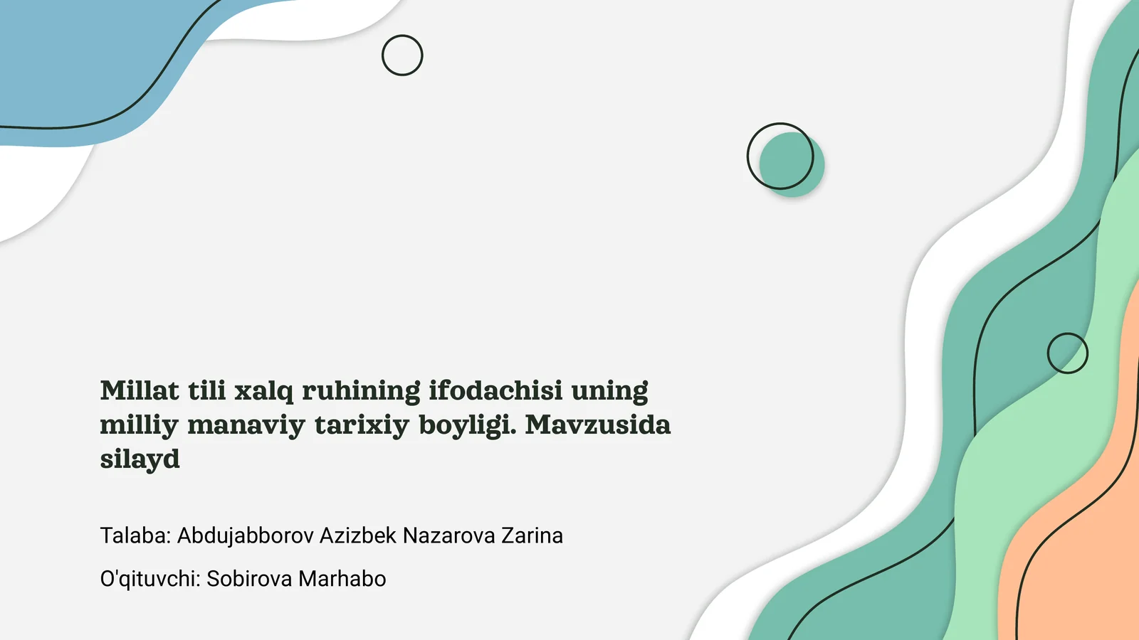 Millat tili xalq ruhining ifodachisi