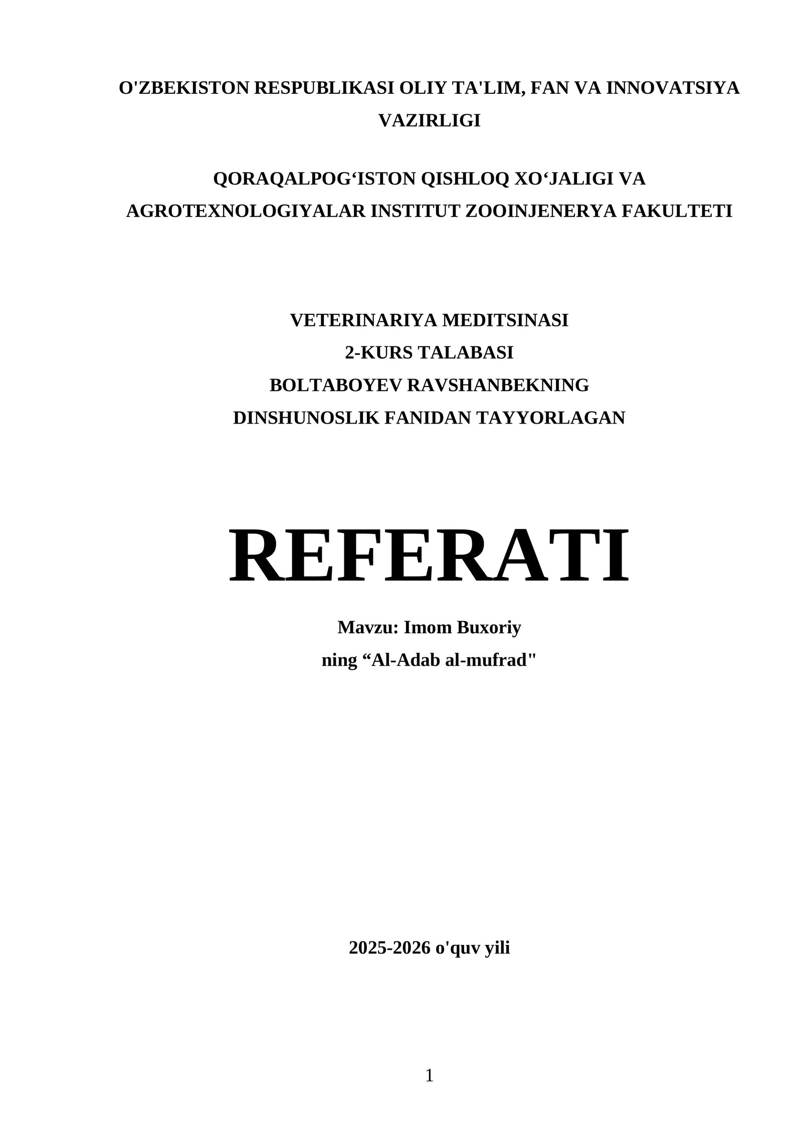 Imom Buxoriy ning “Al-Adab al-mufrad"