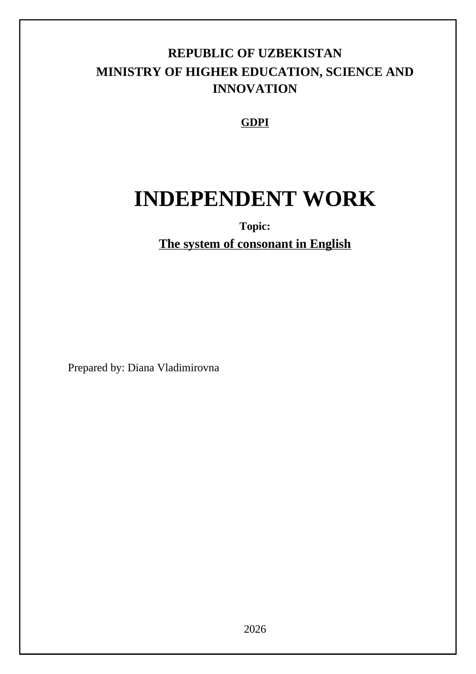 The system of consonant in English