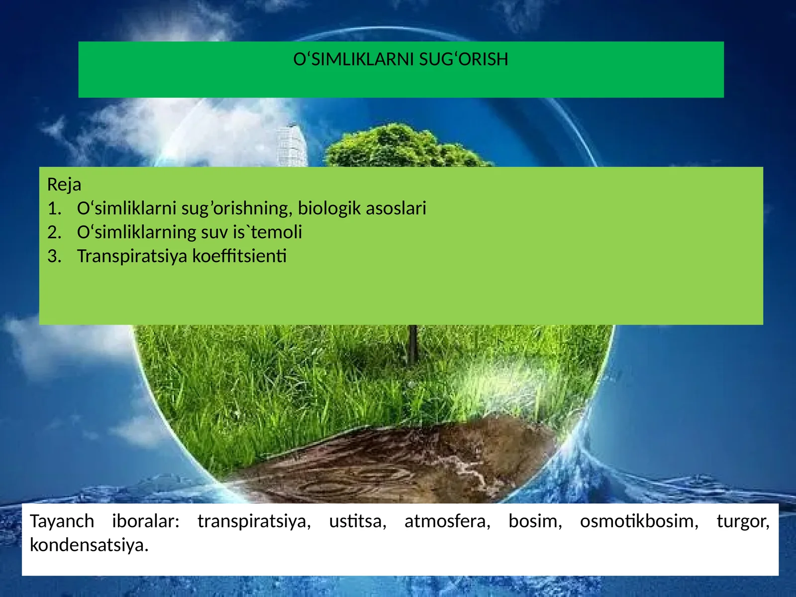 O‘SIMLIKLARNI SUG‘ORISH