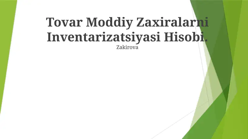 Tovar Moddiy Zaxiralarni Inventarizatsiyasi Hisobi