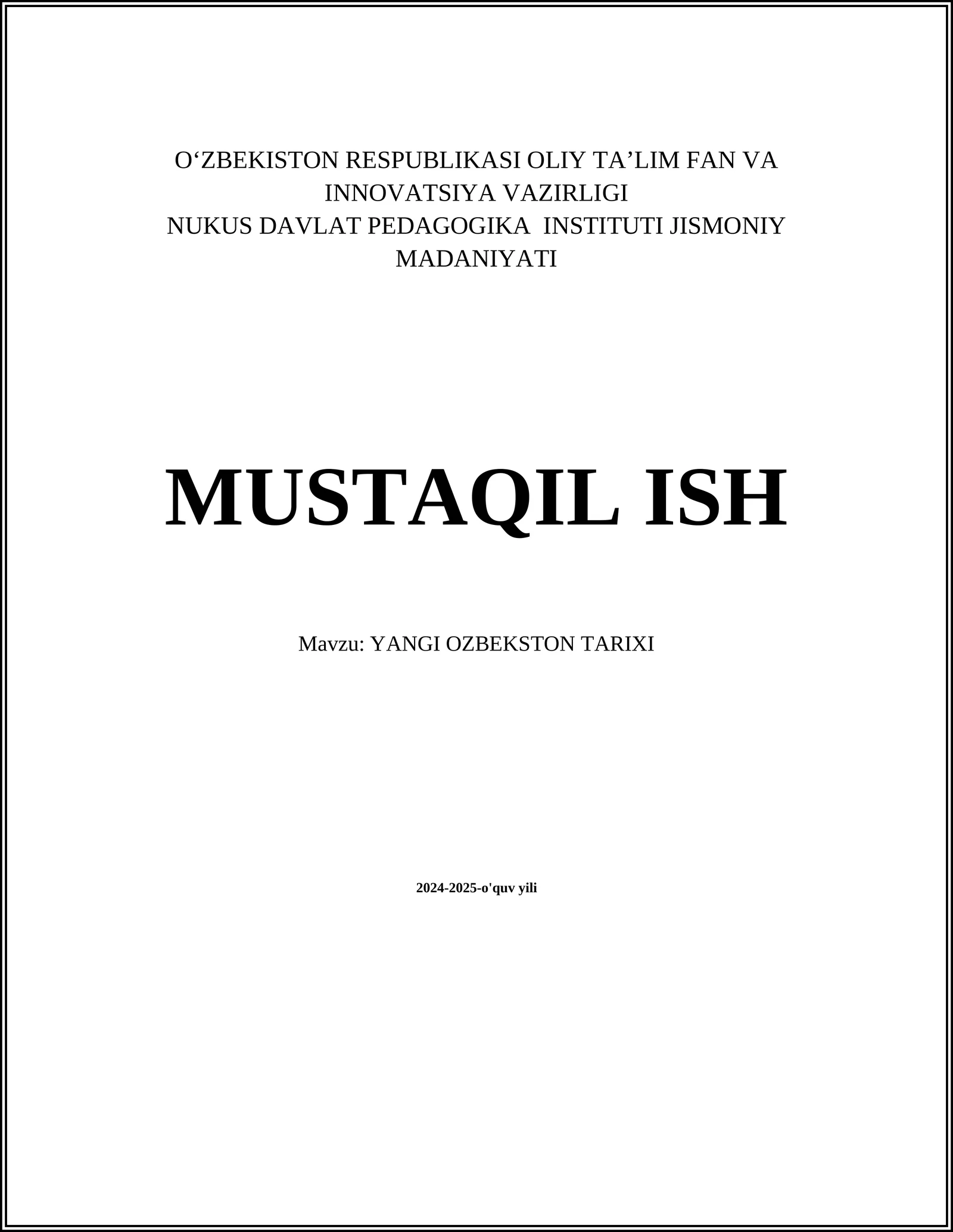 YANGI OZBEKSTON TARIXI