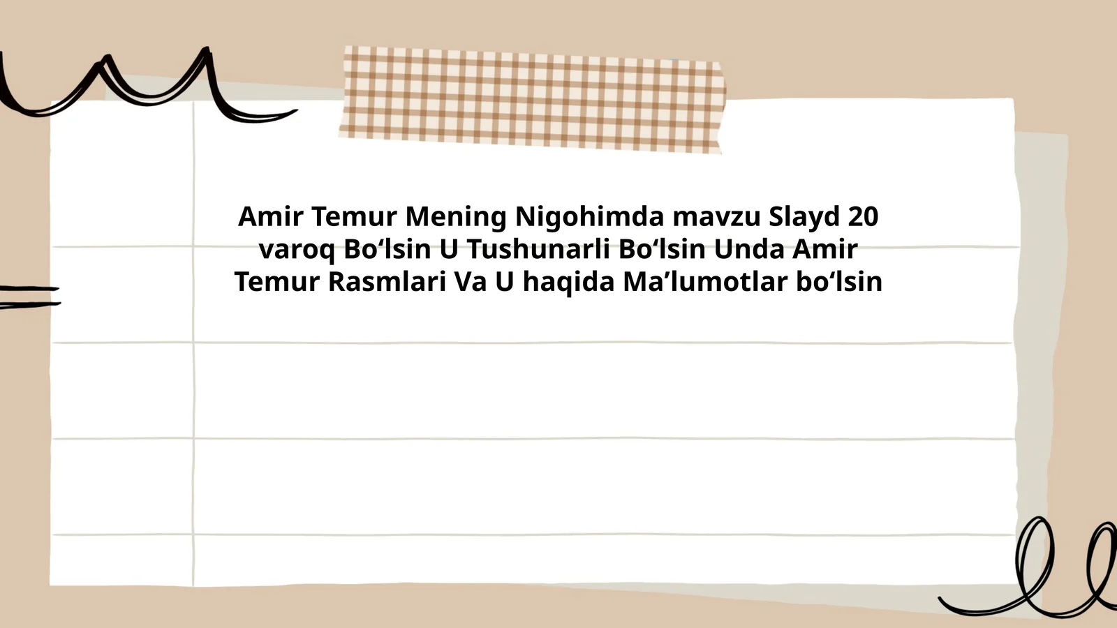 Amir Temur Mening Nigohimda