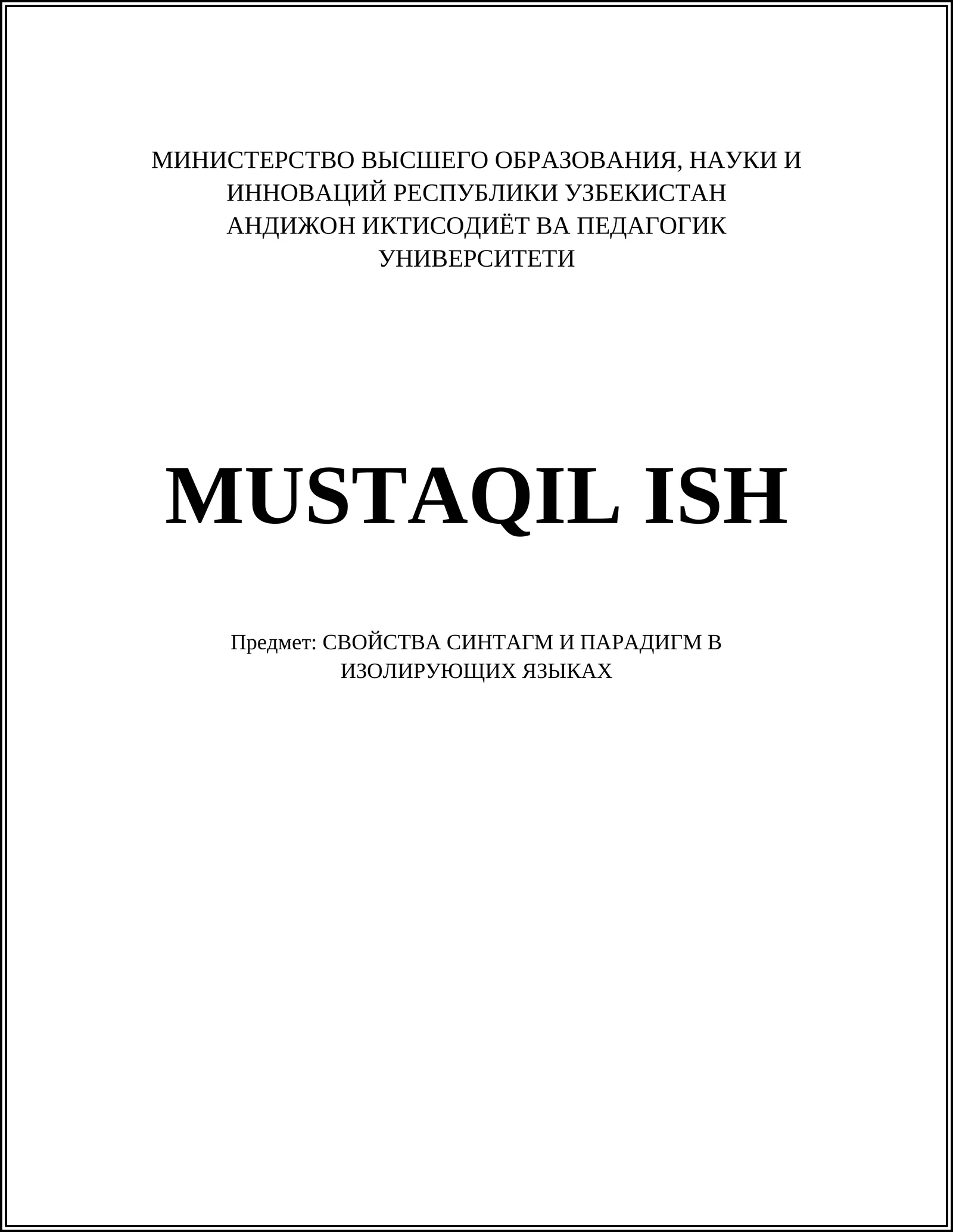 MUSTAQIL ISH