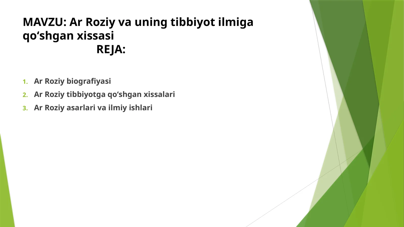 ArRoziy va uning tibbiyot ilmiga qoʻshgan xissasi