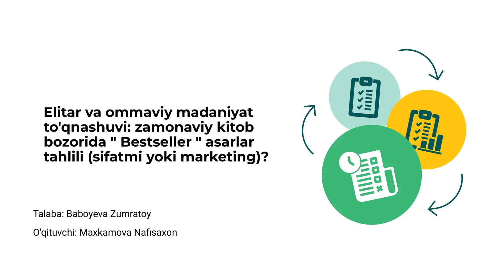 Elitar va ommaviy madaniyat to'qnashuvi: zamonaviy kitob bozorida "Bestseller" asarlar tahlili (sifatmi yoki marketing)?