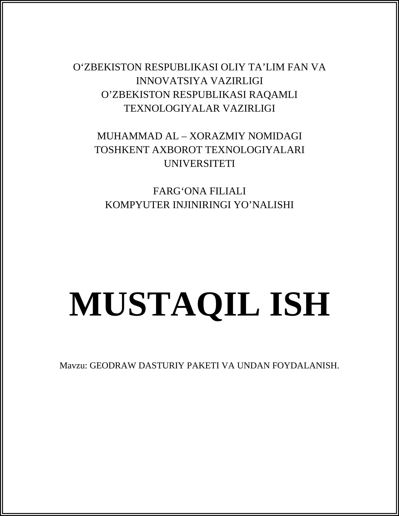 GEODRAW DASTURIY PAKETI VA UNDAN FOYDALANISH