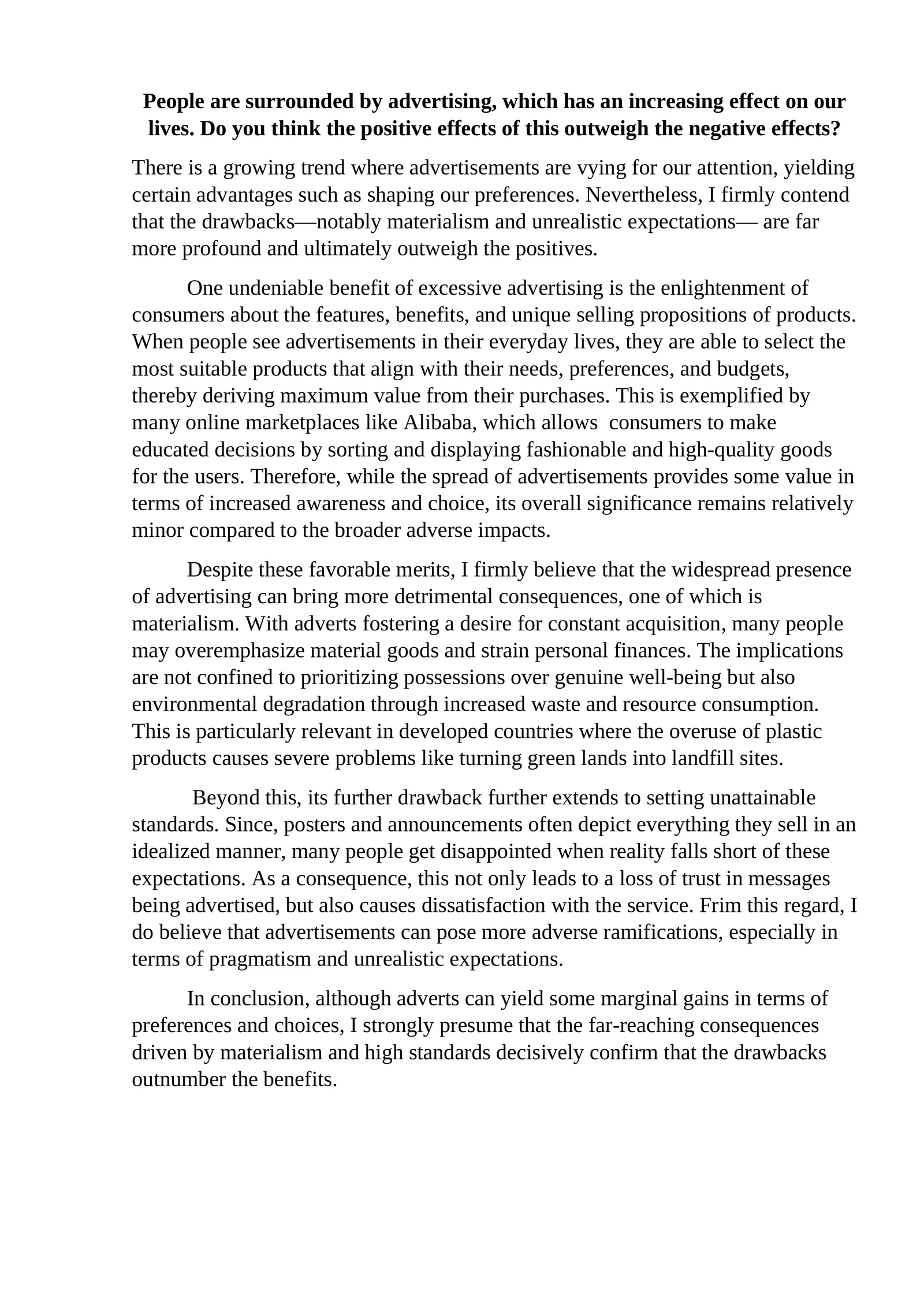 Mavzu: Advertising Effects on People's Lives