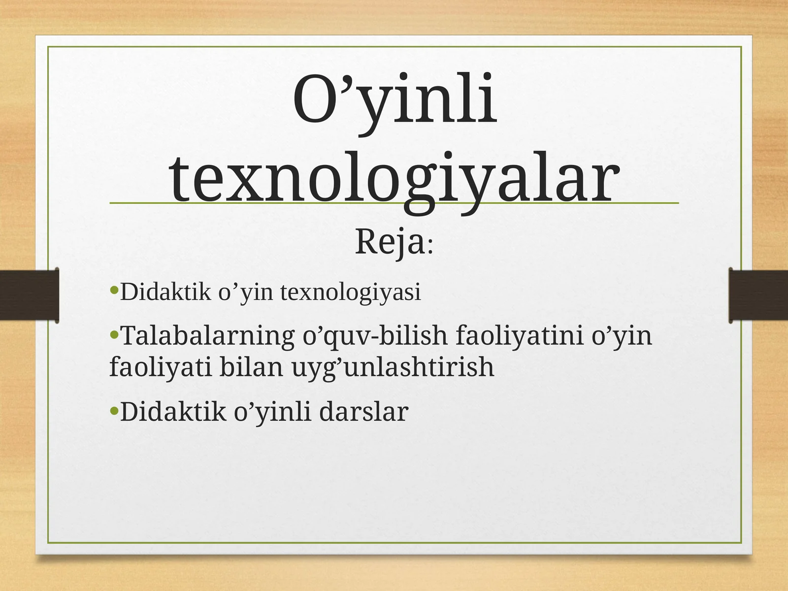 O’yinli texnologiyalar