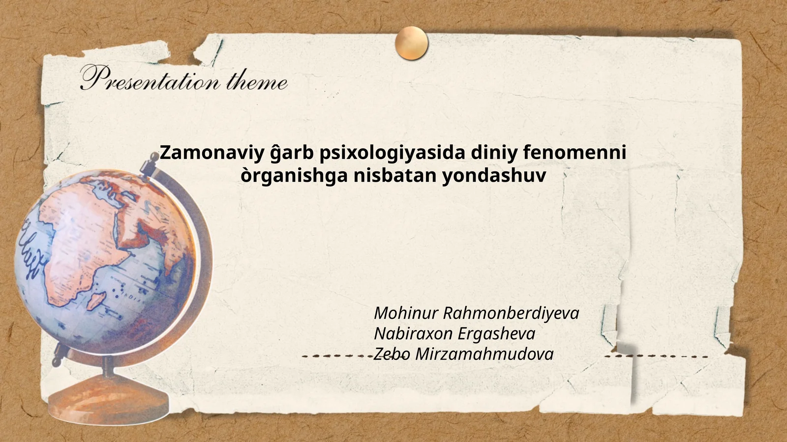 Zamonaviy ĝarb psixologiyasida diniy fenomenni òrganishga nisbatan yondashuv