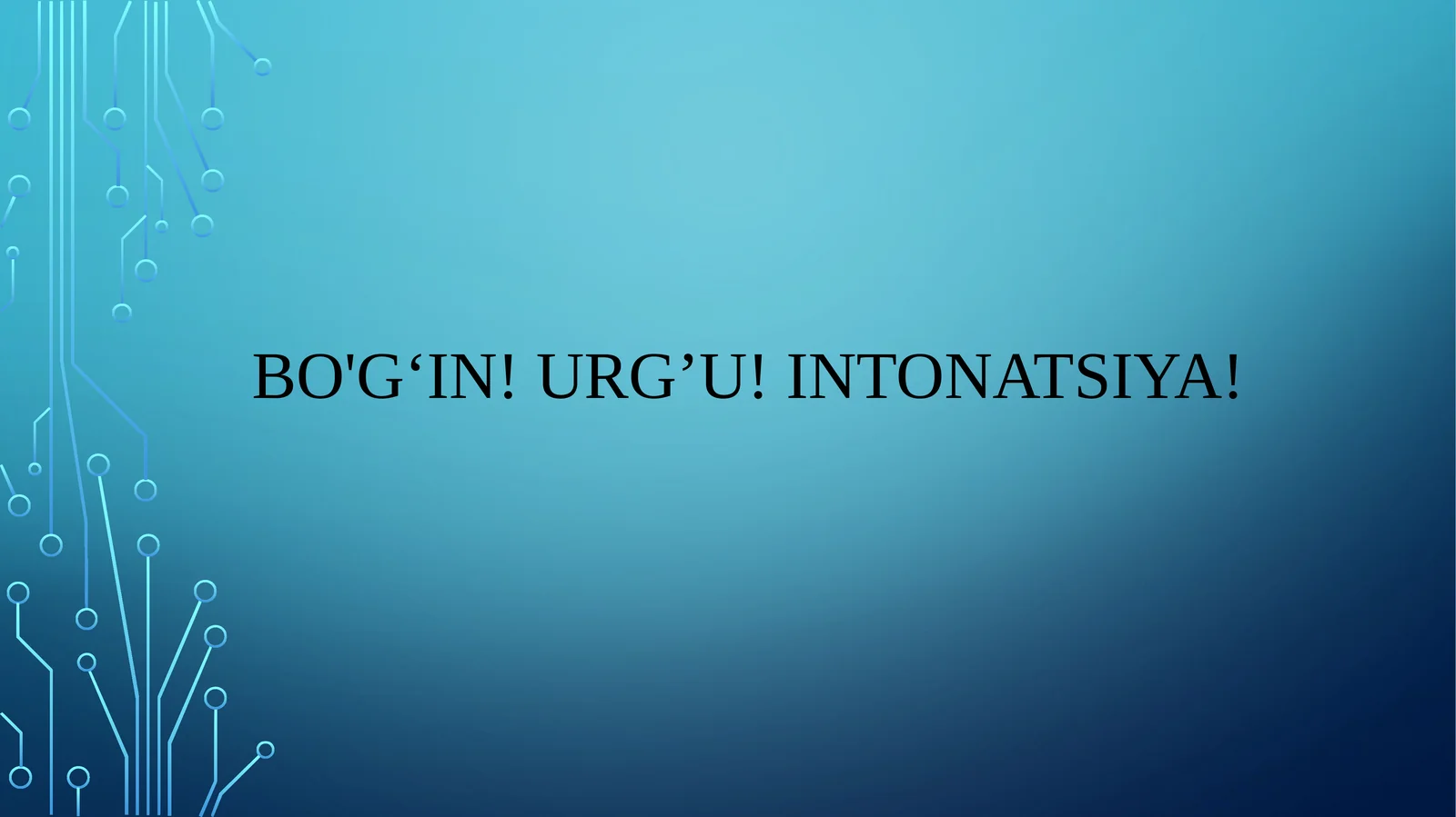 Bo‘g‘in! Urg’u! Intonatsiya!