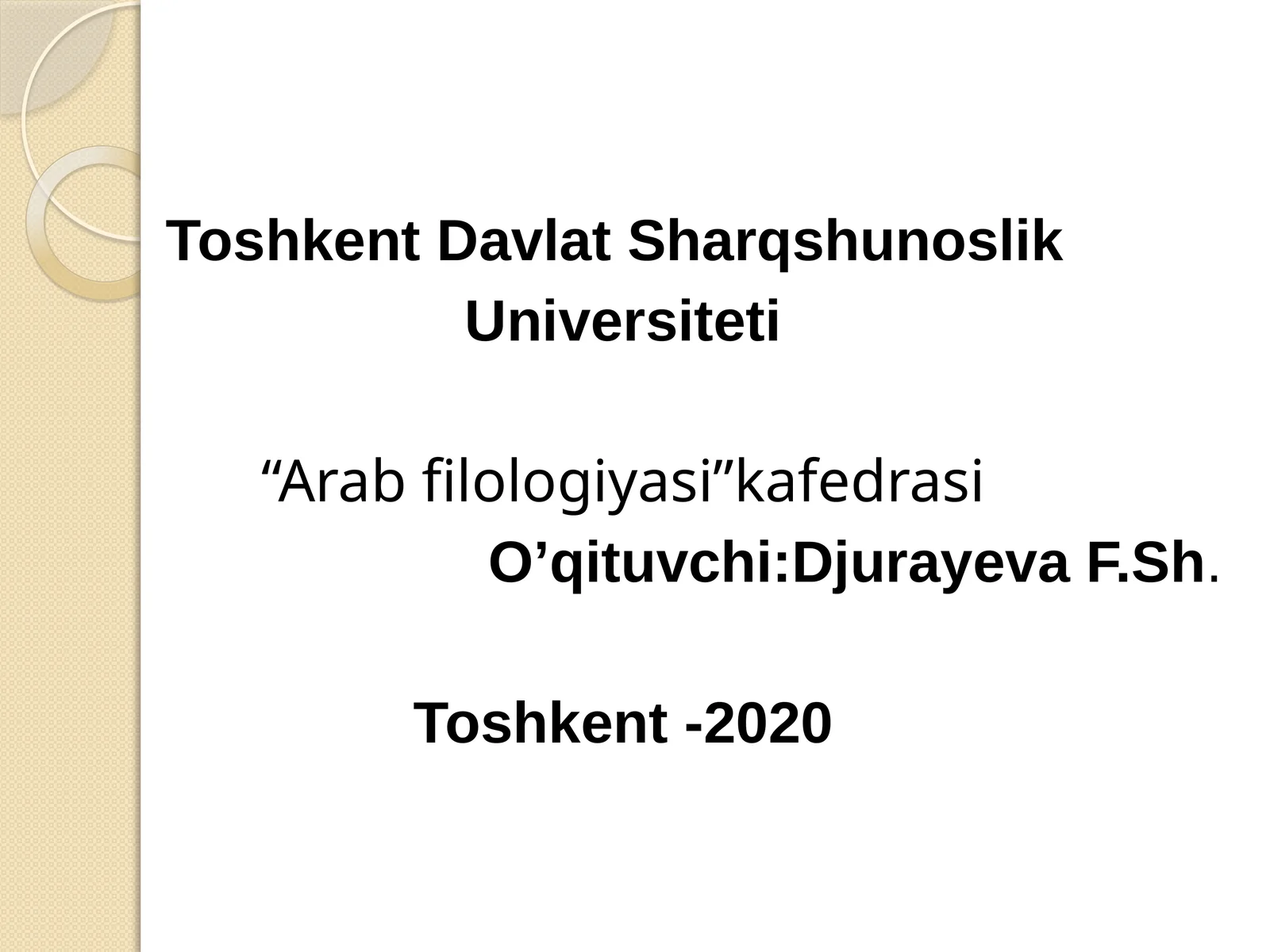 Arabfilologiyasi Mavzu: Otlarda ikkilik soni