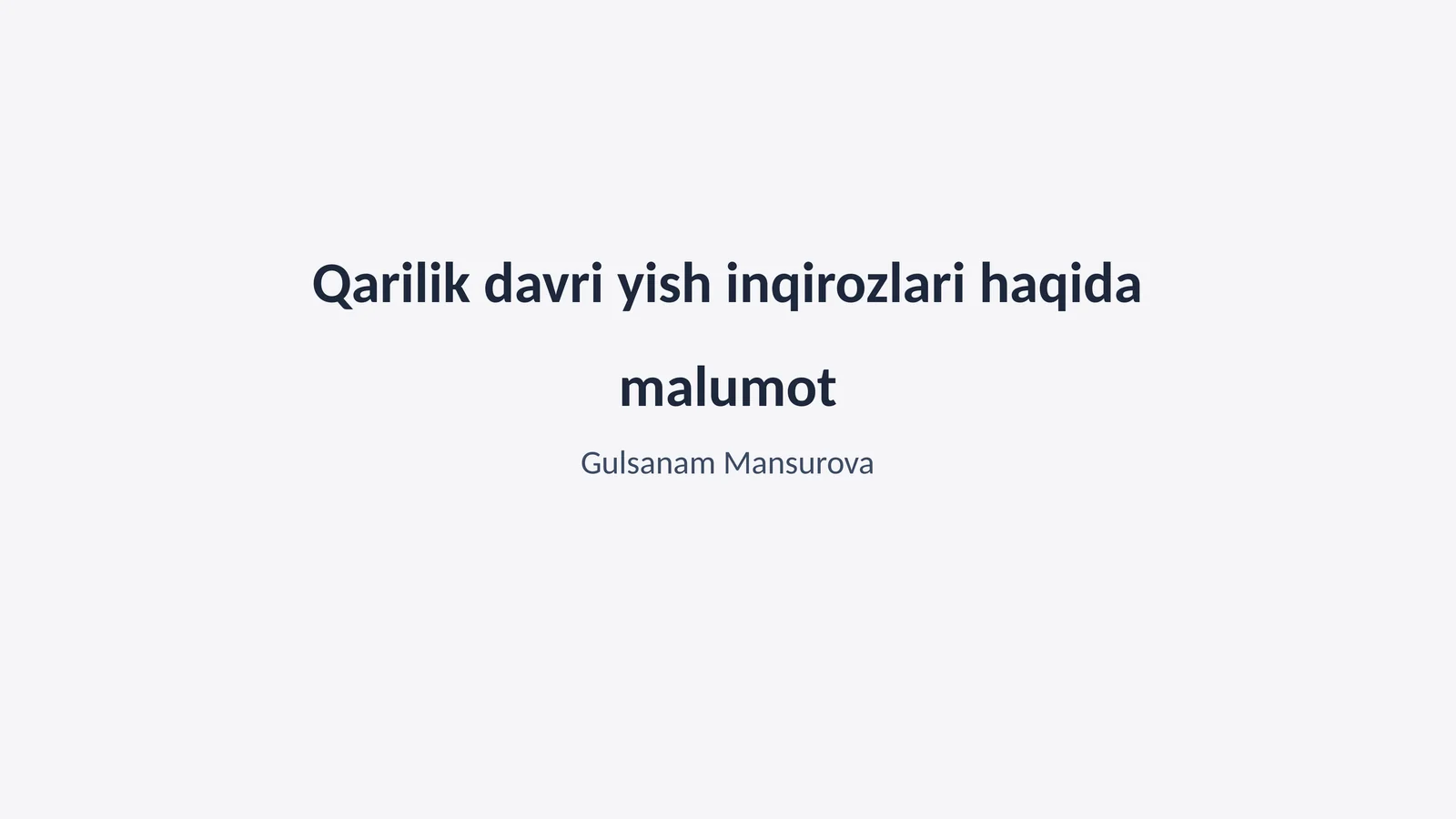 Qarilik davri yish inqirozlari haqida malumot
