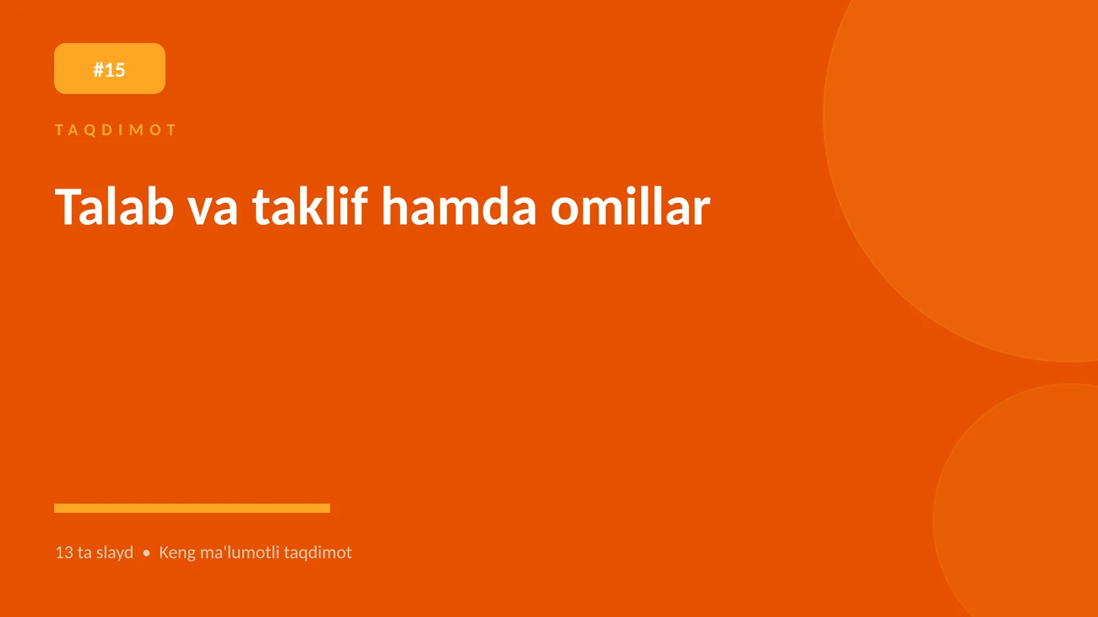 Talab va taklif hamda omillar