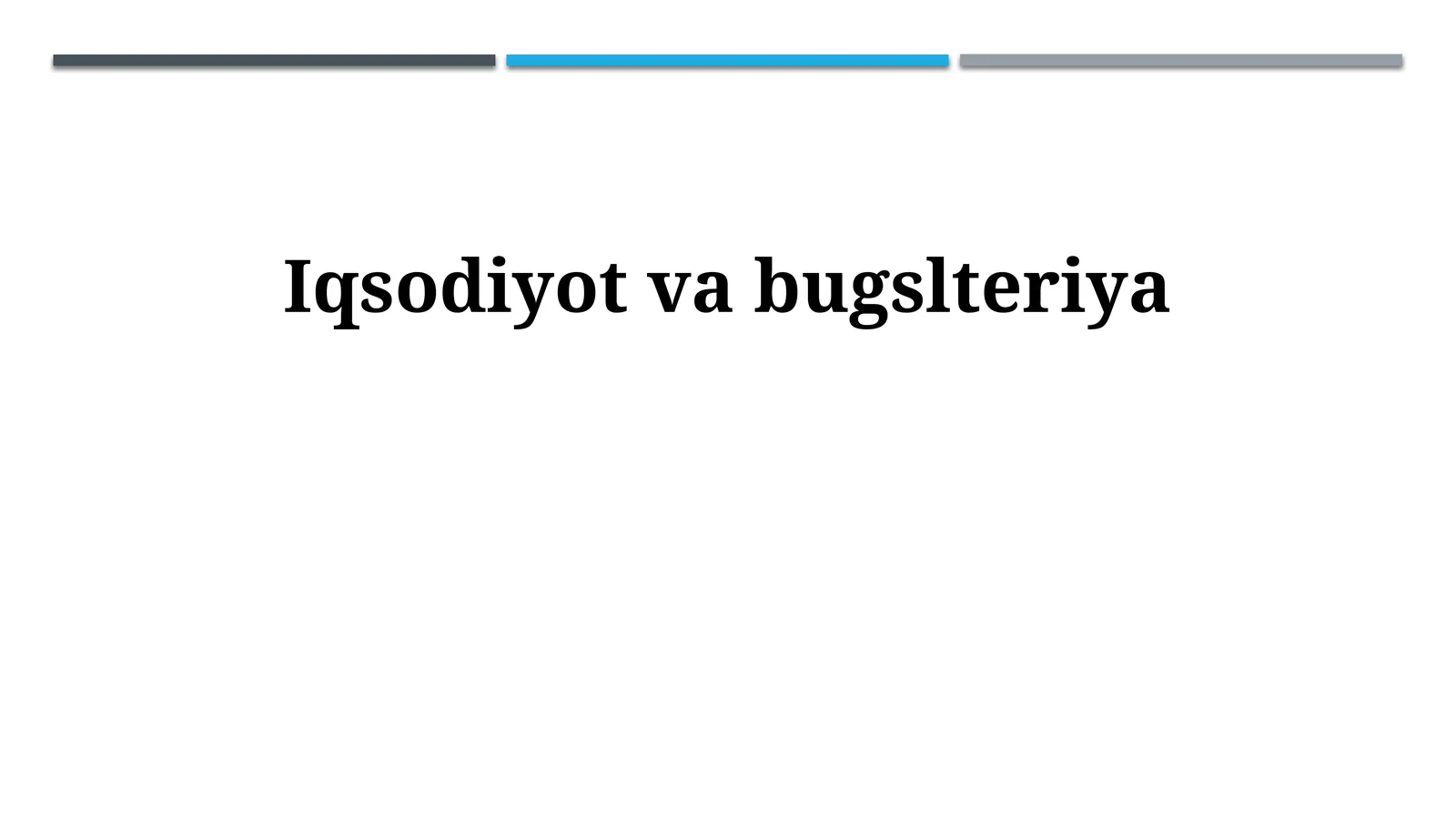 Iqtisodiyot va buxgalteriya hisobi