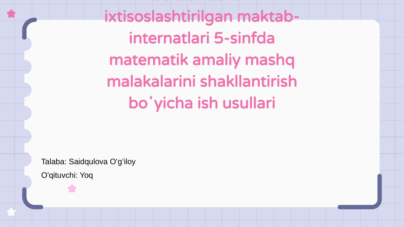 Matematik mashqlarni shakllantirish bo'yicha ish usullari
