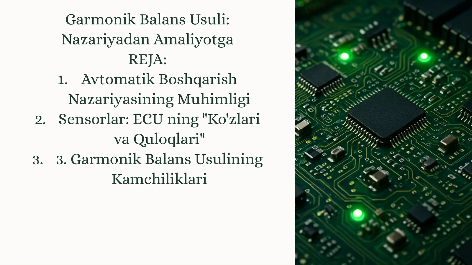 Garmonik Balans Usuli:NazariyadanAmaliyotga