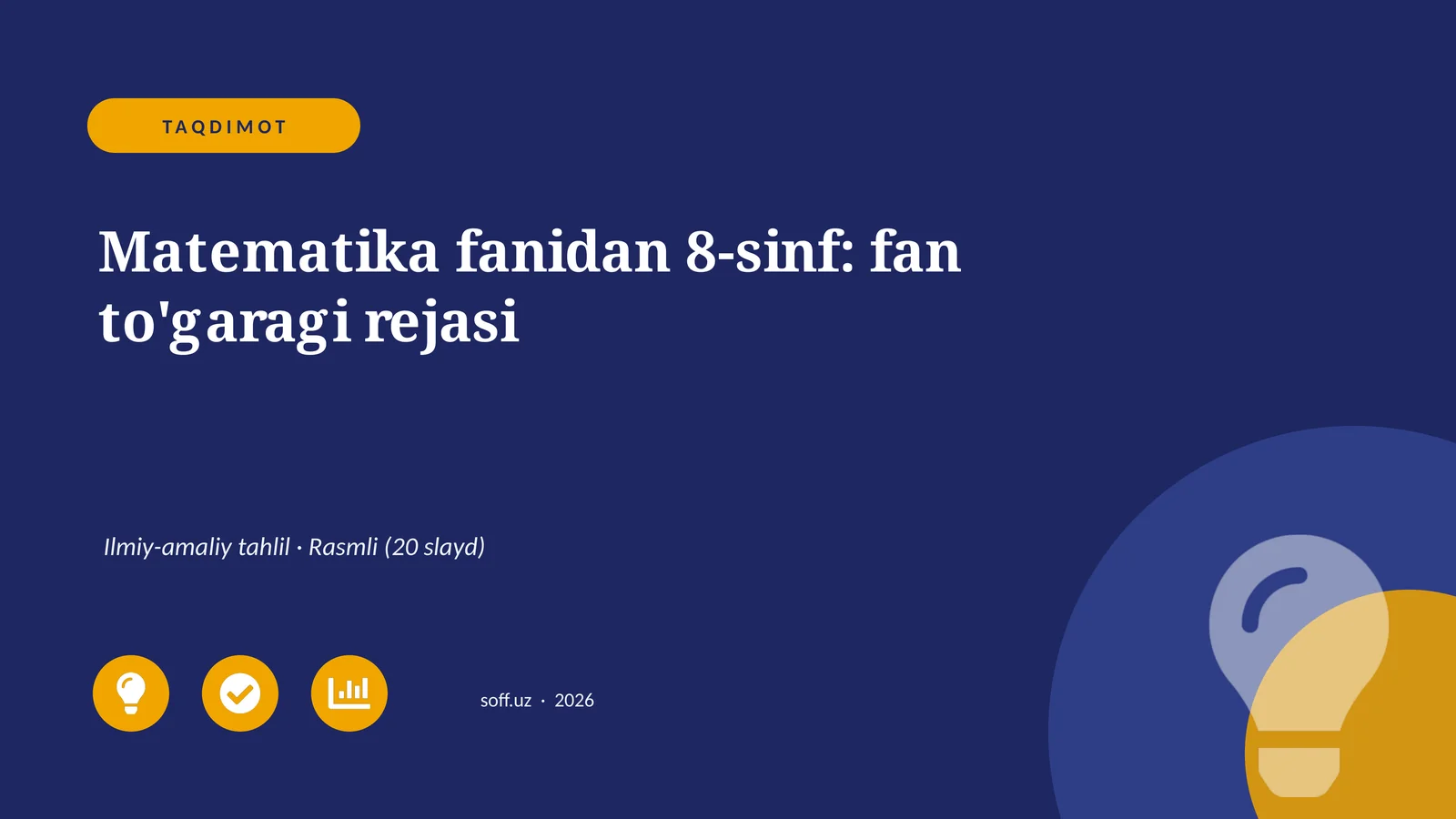 Matematika fanidan 8-sinf: fan to'garagi rejasi