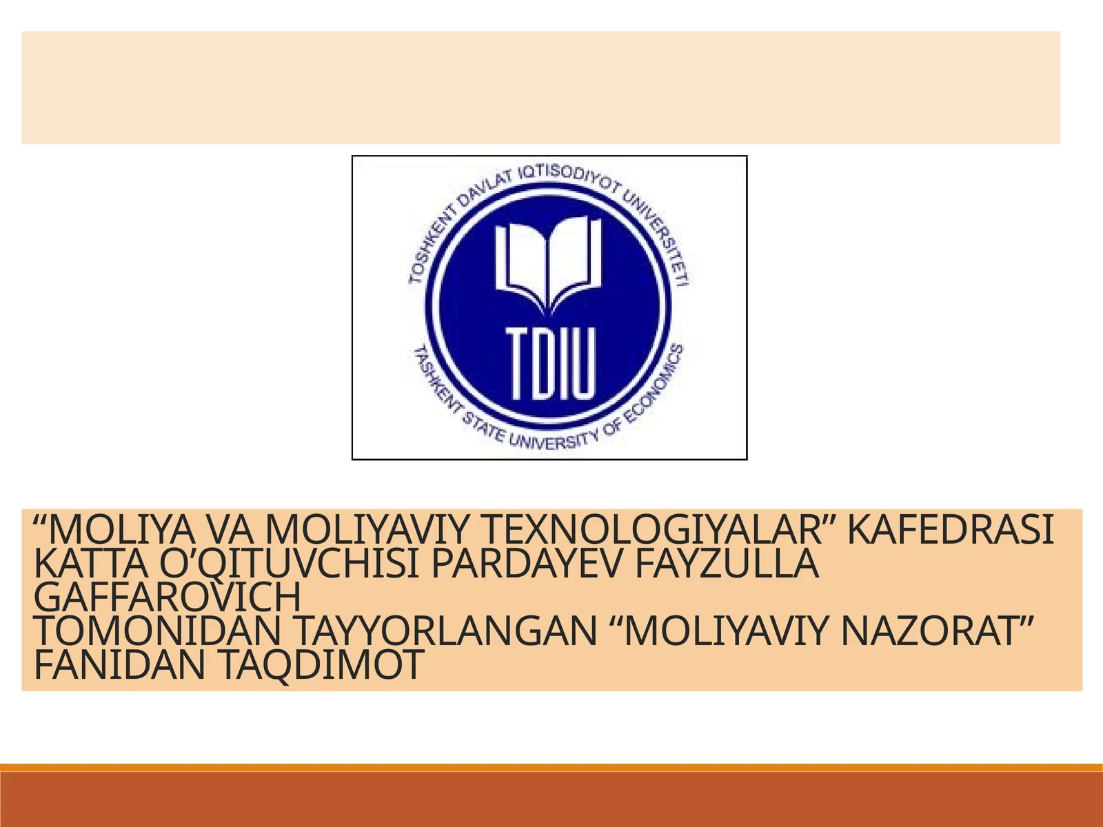MOLIYAVIY NAZORAT