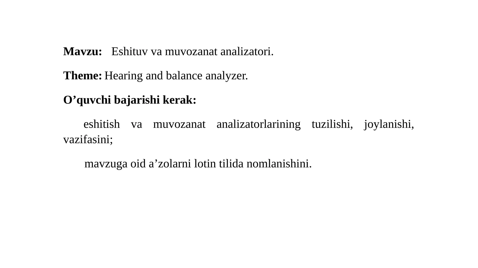 Eshituv va muvozanat analizatori