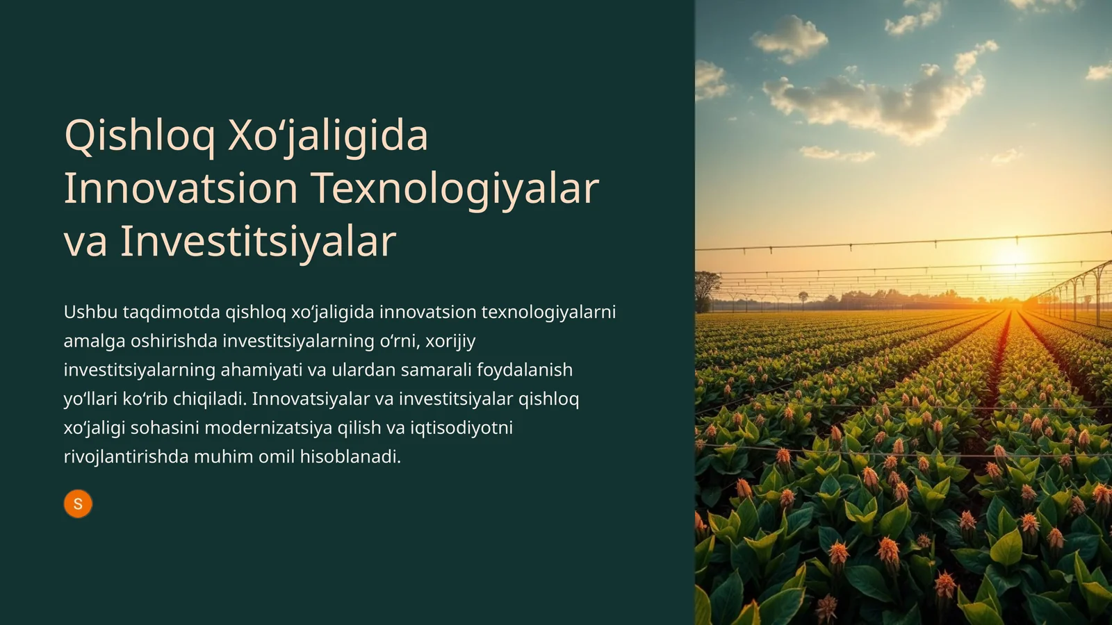 Qishloq Xo‘jaligida Innovatsion Texnologiyalar va Investitsiyalar