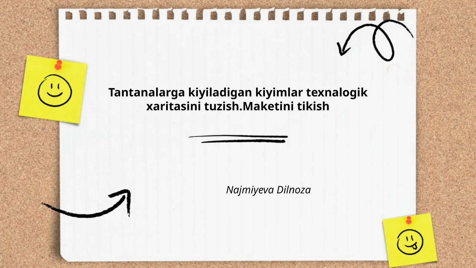 Tantanalarga kiyiladigan kiyimlar texnalogik xaritasini tuzish