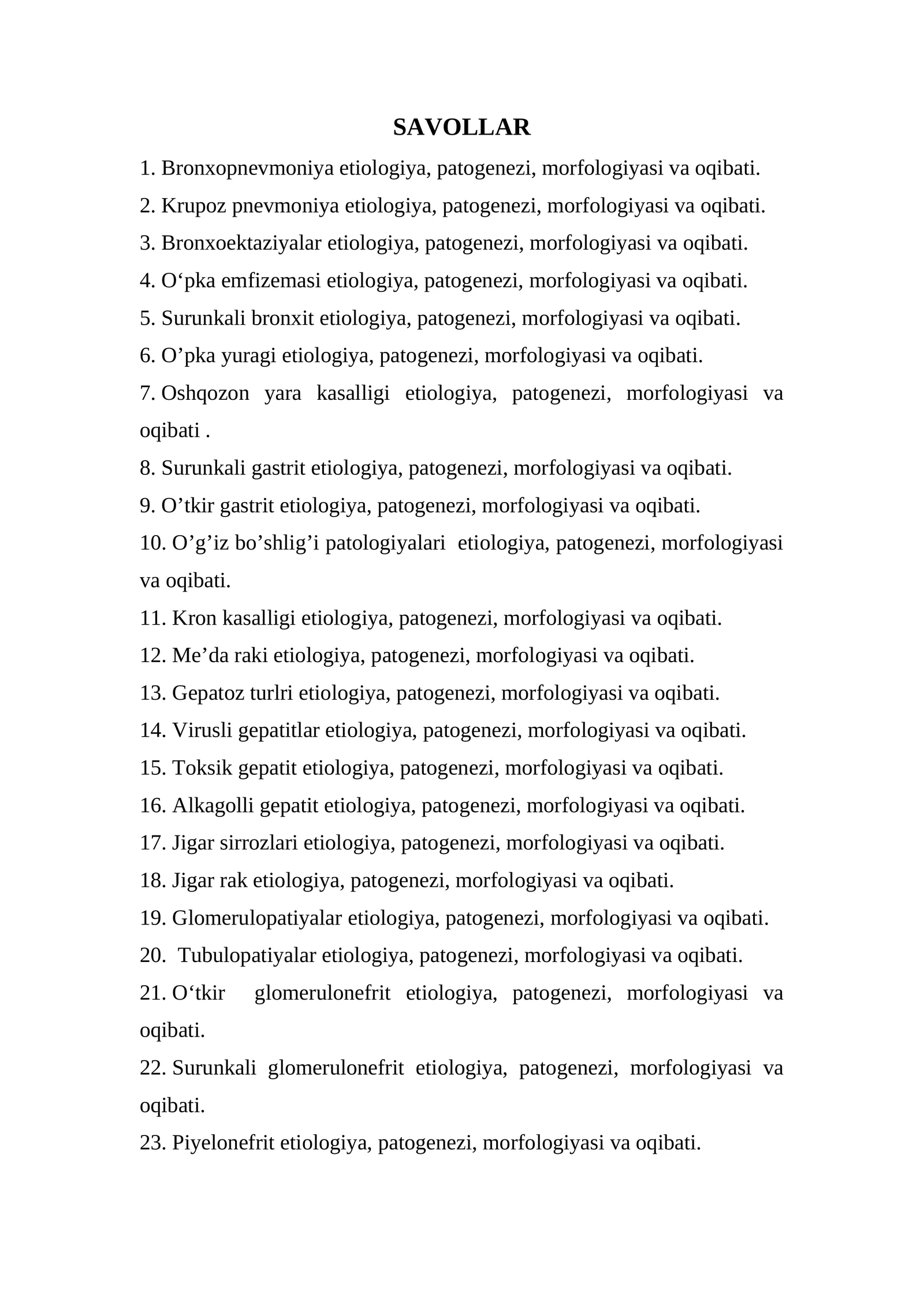 O'tkir gastrit etiologiya, patogenezi, morfologiyasi va oqibati