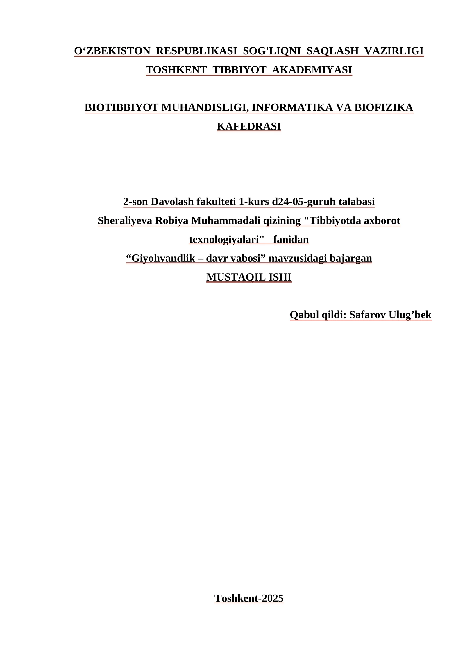 Giyohvandlik – davr vabosi