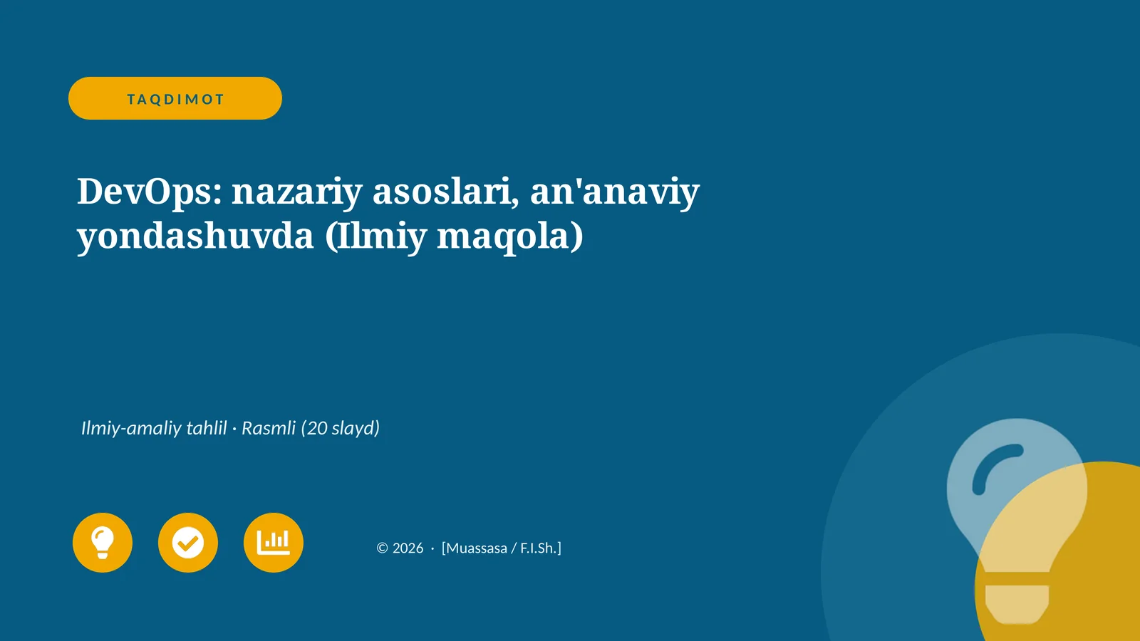 DevOps: nazariy asoslari, an'anaviy yondashuvda (Ilmiy maqola)