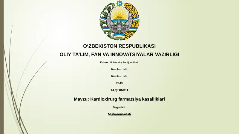 Kardioxirurg farmatsiya kasalliklari