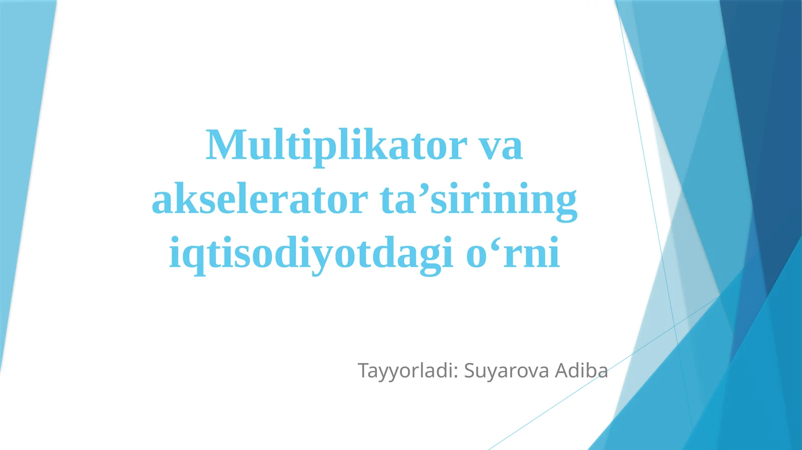 Multiplikatorvaakseleratorta’siriningiqtisodiyotdagio‘rni