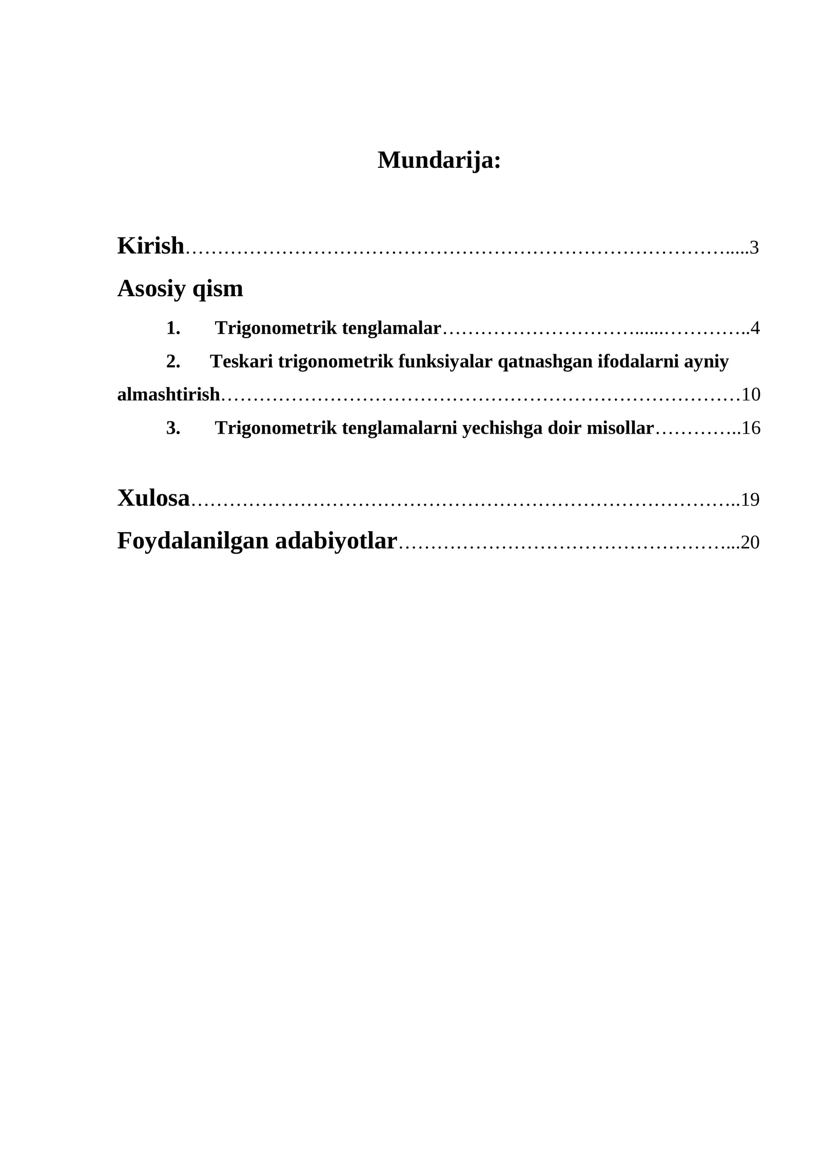 Trigonometrik tenglamalar