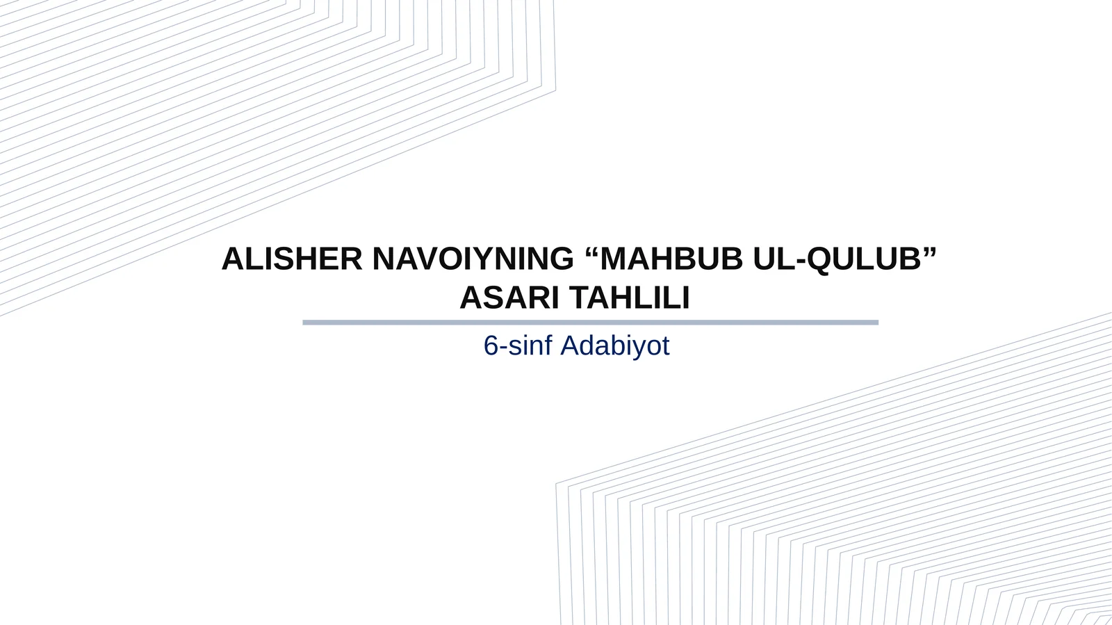 6-sinf Adabiyot fanidan Alisher Navoiyning Mahbub ul-qulub asari tahlili dars taqdimoti