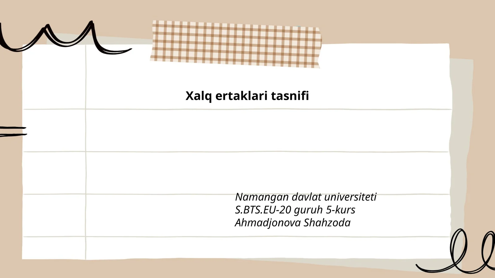 Xalq ertaklari tasnifi