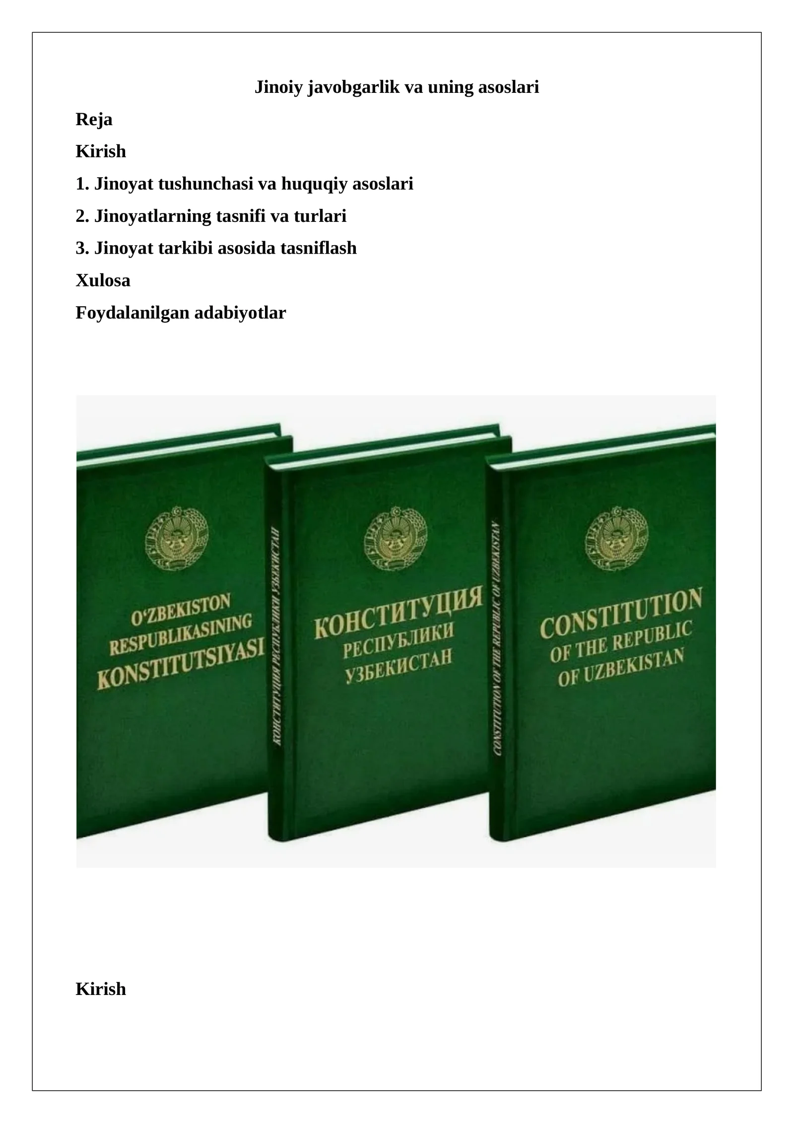 Jinoiy javobgarlik va uning asoslari