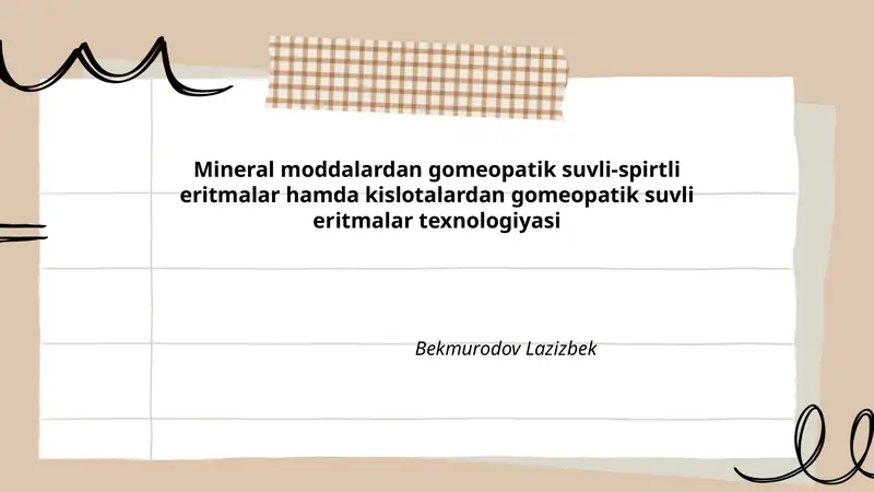 Mineral moddalardan gomeopatik suvli-spirtli eritmalar