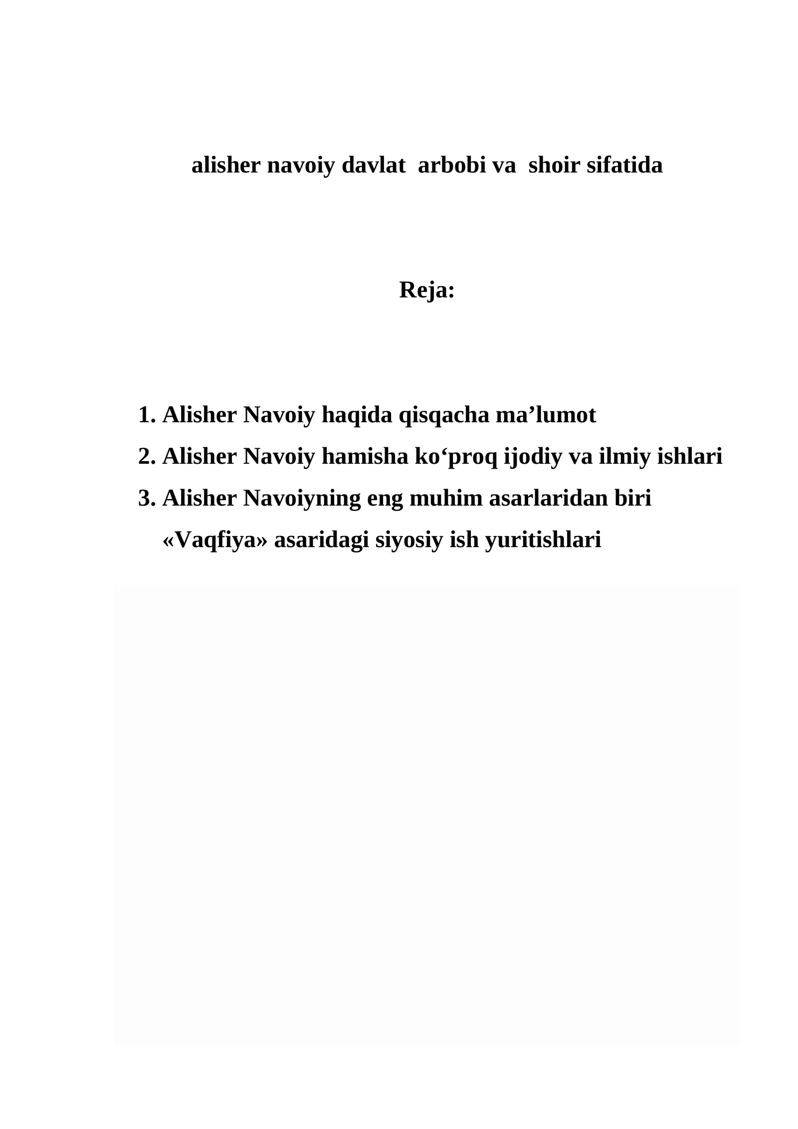 Alisher Navoiy davlat arbobi va shoir sifatida